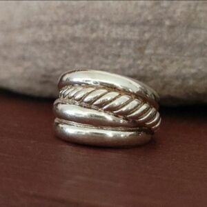 Golden Clef Sterling Ring Twisted Rope Style Arezzo Italy Size 8.5
